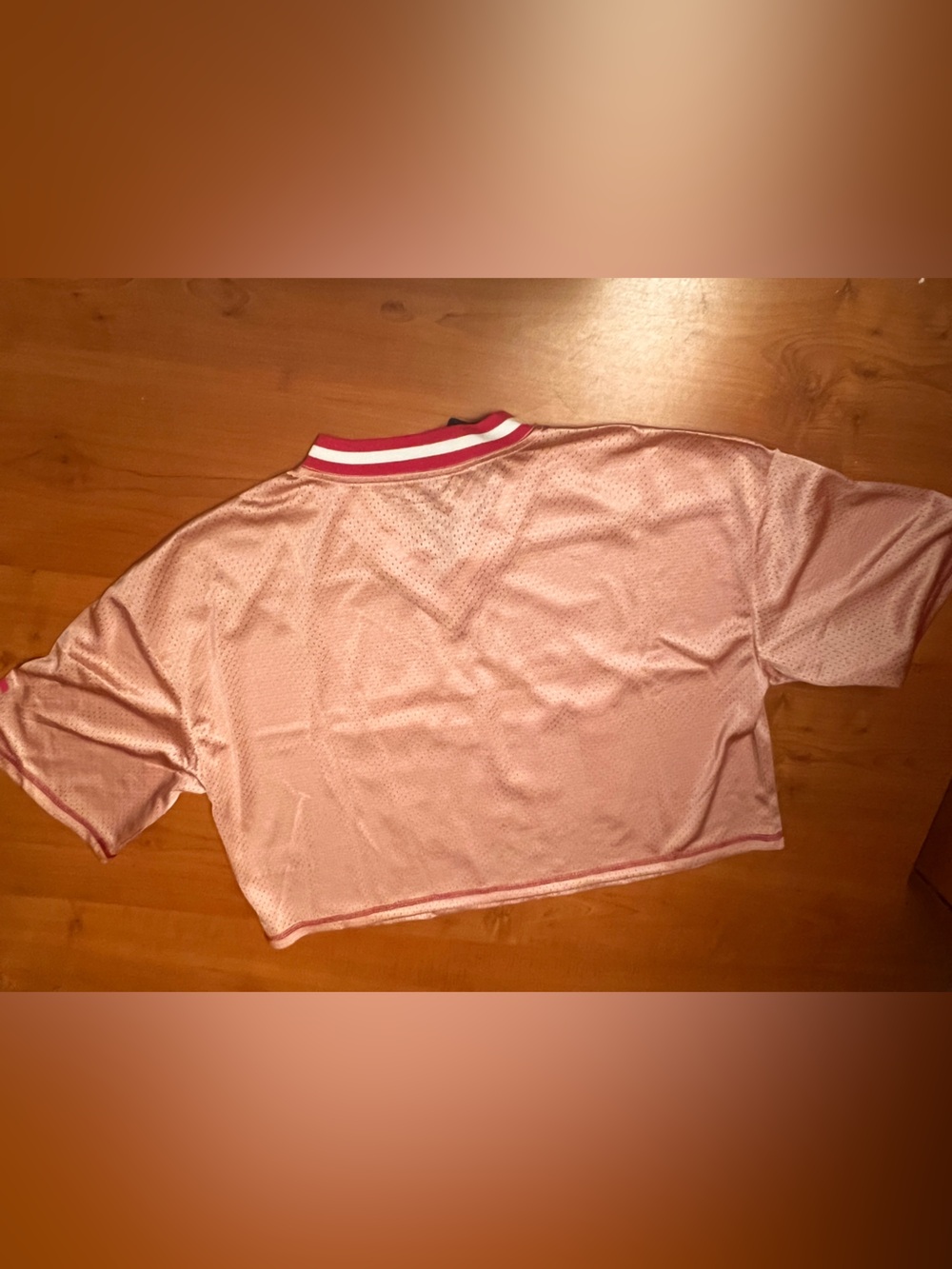 True Religion Girls' Pink Mesh '02' Cropped Jersey Top - Picture 2 of 11